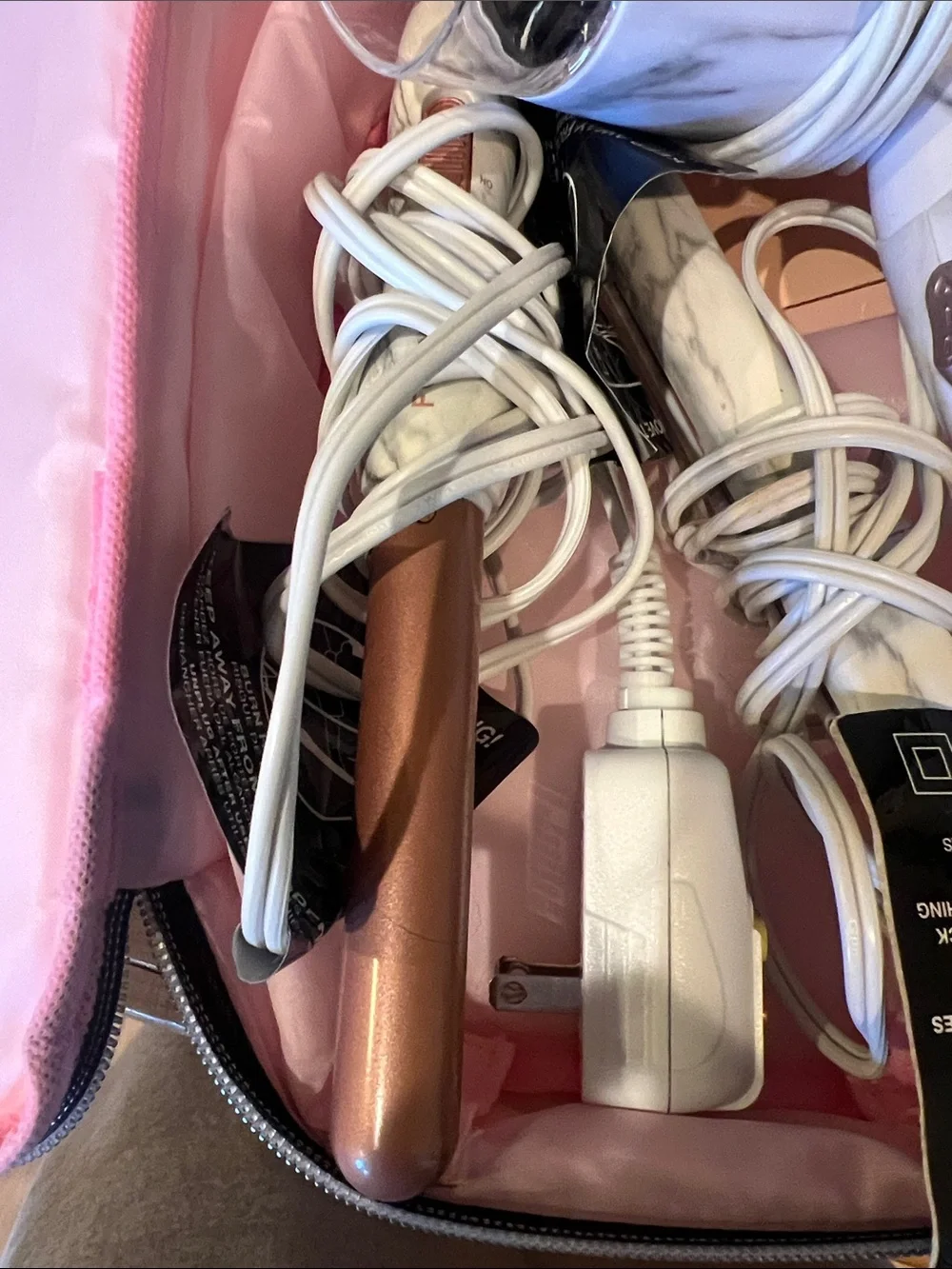 FOXYBRUSH Marble Travel Hair Styling Set - White Marble & Rose Gold
